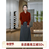 邱莹莹 莱赛尔气质显瘦直筒半身裙 手工坊.拱针半裙 HELA AOMI