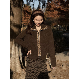 绵羊毛重工编织慵懒风翻领针织衫 邱莹莹 手缝翻领 AOMI HELA