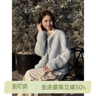 绵羊毛100% 邱莹莹 冰雪精灵 AOMI 水貂毛皮撞色皮草 HELA