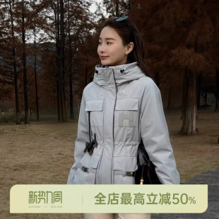 90鹅绒 邱莹莹 爱马冲锋鹅 AOMI 绵羊皮大口袋羽绒服 HELA