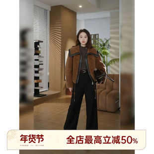 邱莹莹 HELA AOMI “baby熊皮草”绵羊毛100%大翻领短款皮草