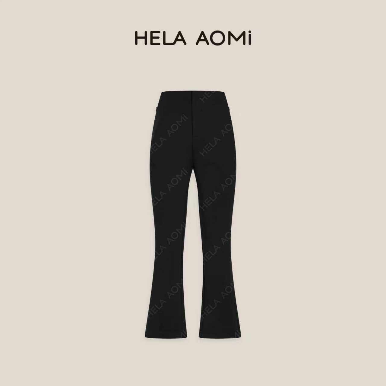 邱莹莹 HELAAOMI&ldquo;原单微喇裤&rdquo;简约高腰显瘦鱼骨裤修身休闲裤