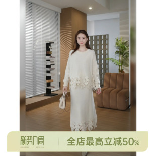 HELA 山羊绒骆驼绒套装 AOMI 绵羊毛74% 钩花套装 邱莹莹