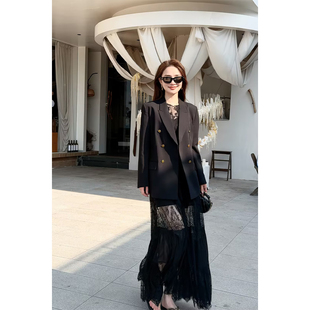 邱莹莹 HELAAOMI ”罗兰西装“双排扣英伦港风叠穿百搭西装外套