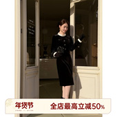 HELA AOMI 许我耀眼 邱莹莹 法式 拼接高级感黑白撞色连衣裙