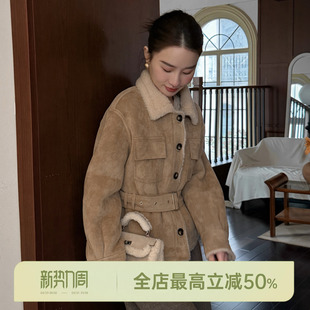 罗兰皮草 AOMI 绵羊毛100%高级感翻领保暖短皮草 HELA 邱莹莹