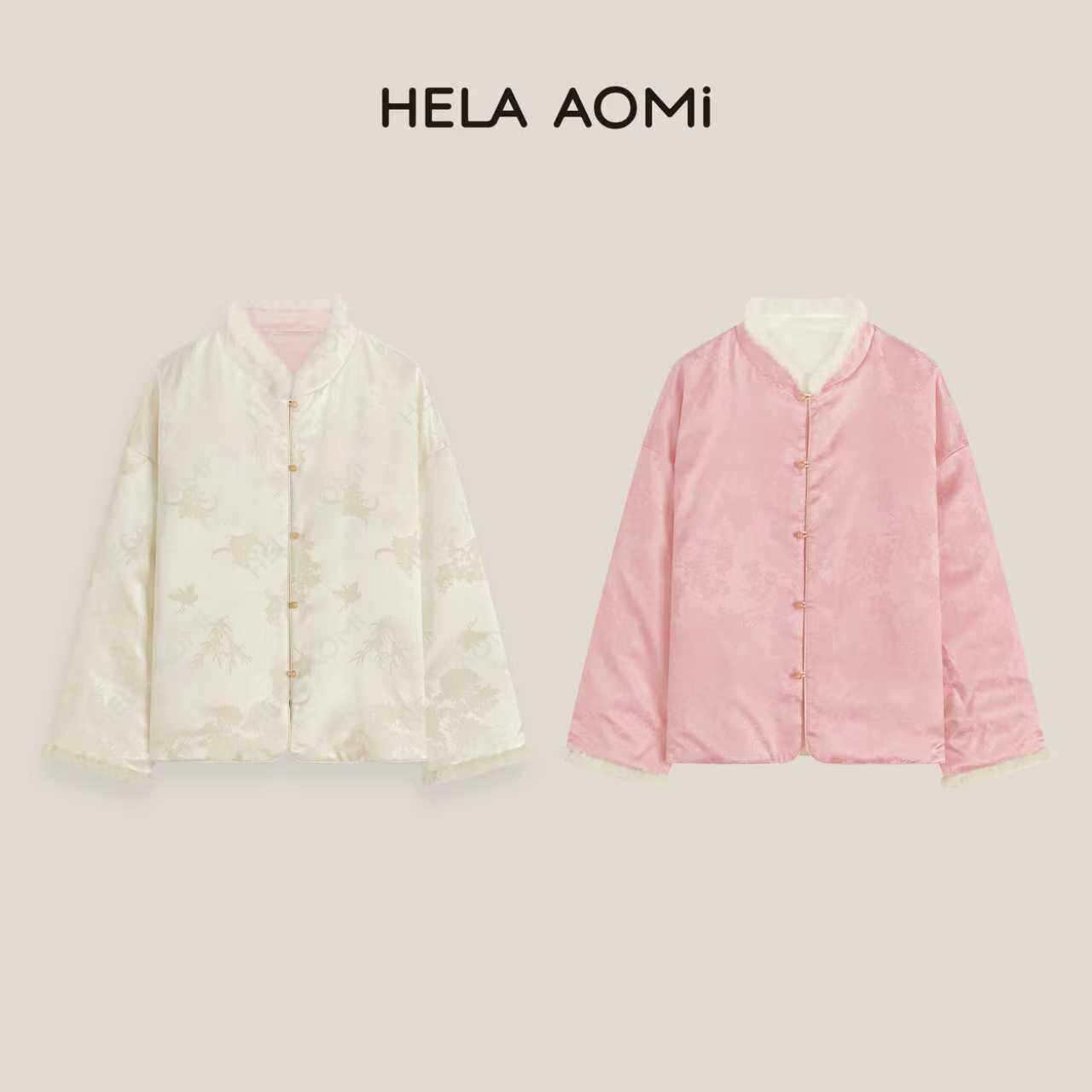 邱莹莹HELAAOMI“松竹映雪”90鹅绒+75%羊毛桑蚕丝水貂毛皮外套