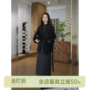 绵羊毛90% 邱莹莹 初剪羊毛羊绒 AOMI 山羊绒10%大衣 HELA