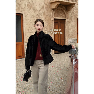 羊毛革双面穿百搭立领气质皮草 澜夜两仪 邱莹莹HELA AOMI