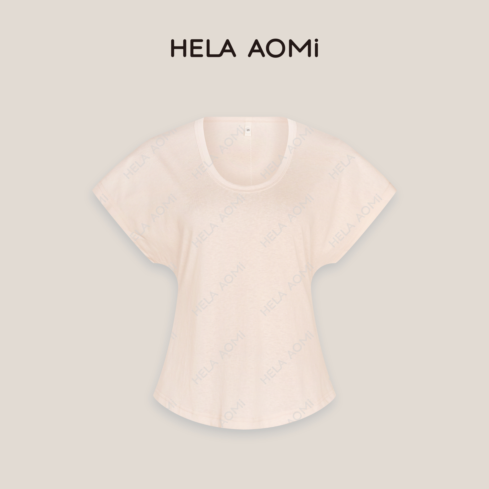 邱莹莹 HELA AOMI “落肩T”纯色极简修身U领老钱风短袖T恤女款潮