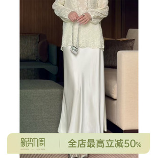 73.7%醋酯纤维高腰半身裙 斜裁醋酸半裙 邱莹莹HELA AOMI