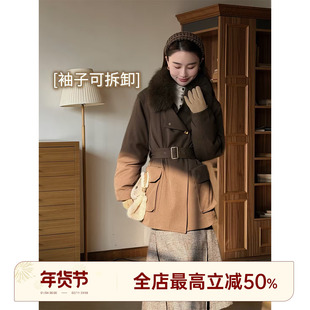 邱莹莹 HELA AOMI “3穿毛领鹅”90白鹅绒狐狸毛领风衣式羽绒服