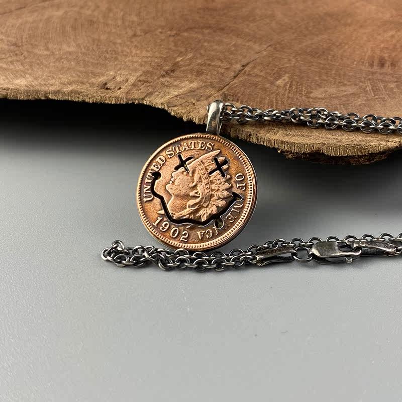 Different cuisine NW Japan Craftsmen manual make Retro Coin Playful Smiling face Copper Necklace 925 Silver menin the Accessories/Fashion Jewelry, Pendant/Pendant  category - from Buy2taobao.com to provide professional Taobao agent buy service