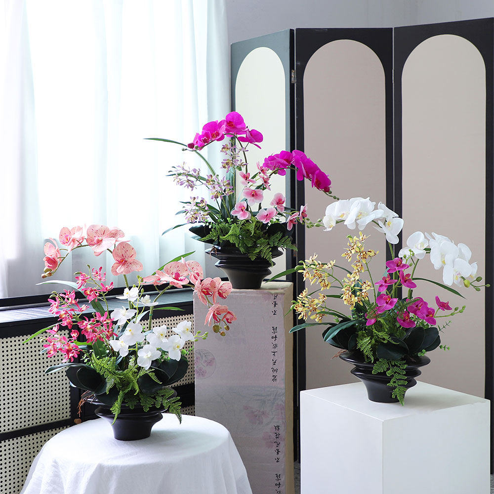 2025新款蝴蝶兰假花仿真花摆设盆栽花摆件餐桌电视柜玄关客厅花卉