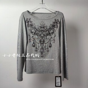 轻奢潮牌TCH专柜正品 烫钻显瘦修身 长袖 T恤T75C08E9025 2025秋冬款