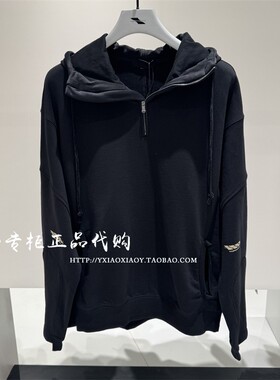 INXX专柜正品 2025春款男女拼接印花半开领连帽卫衣 XBF1100240