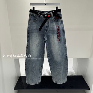 INXX专柜正品 2026春款男女水洗磨白刺绣弯刀牛仔裤 XSG1220060