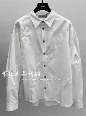 INXX TOFOURTH专柜正品 2023秋款男女拼接裁剪长袖衬衫TFD3049050