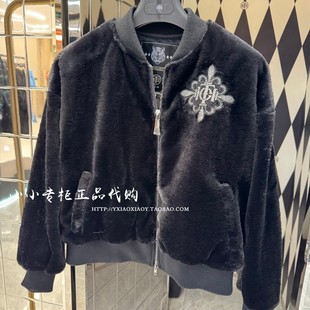 轻奢潮牌TCH专柜正品 2025秋冬款烫钻仿皮草毛毛外套 T75C27E9007