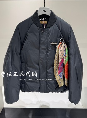 INXX专柜正品 25冬款男女时尚宽松带丝巾棒球领羽绒服 XGF4151391