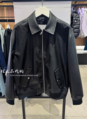 CK Jeans专柜正品 2026春夏款男士潮流机车风翻领皮外套 4RF403G