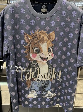 轻奢潮牌TCH专柜正品 2026春款卡通风烫钻短袖圆领T恤 T78B106066