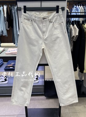 CK Jeans专柜正品 2025春夏款女士复古明线经典直筒牛仔裤47B919G