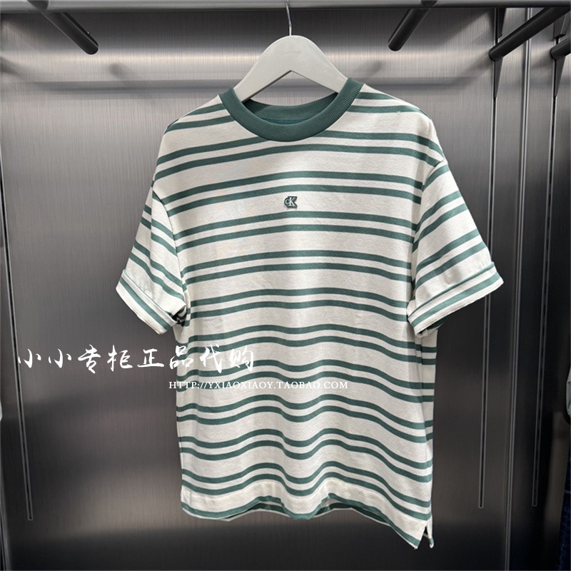 CKJeans条纹宽松短袖T恤