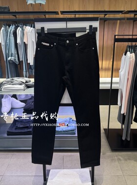 CK Jeans专柜正品 2025秋款男士通勤黑色修身磨绒牛仔裤 4RE766G