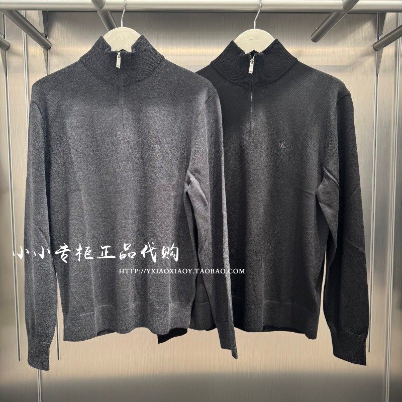 CK Jeans专柜正品 2025秋款男士商务休闲半拉链羊毛衫毛衣4LD318G