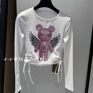 T恤T75A086031 显瘦烫钻长袖 TCH轻奢潮牌专柜正品 25春夏百搭修身