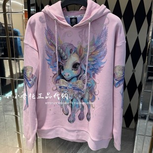 T75C12E9001 重工烫钻连帽卫衣 轻奢潮牌TCH专柜正品 2025秋冬款