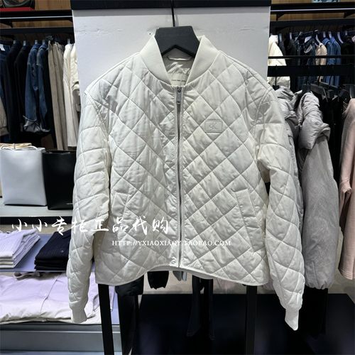 CKJeans棒球领菱格棉服