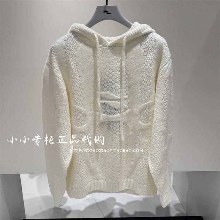 INXX专柜正品 2025春款男女镂空绣花套头连帽针织衫 XBF1060176