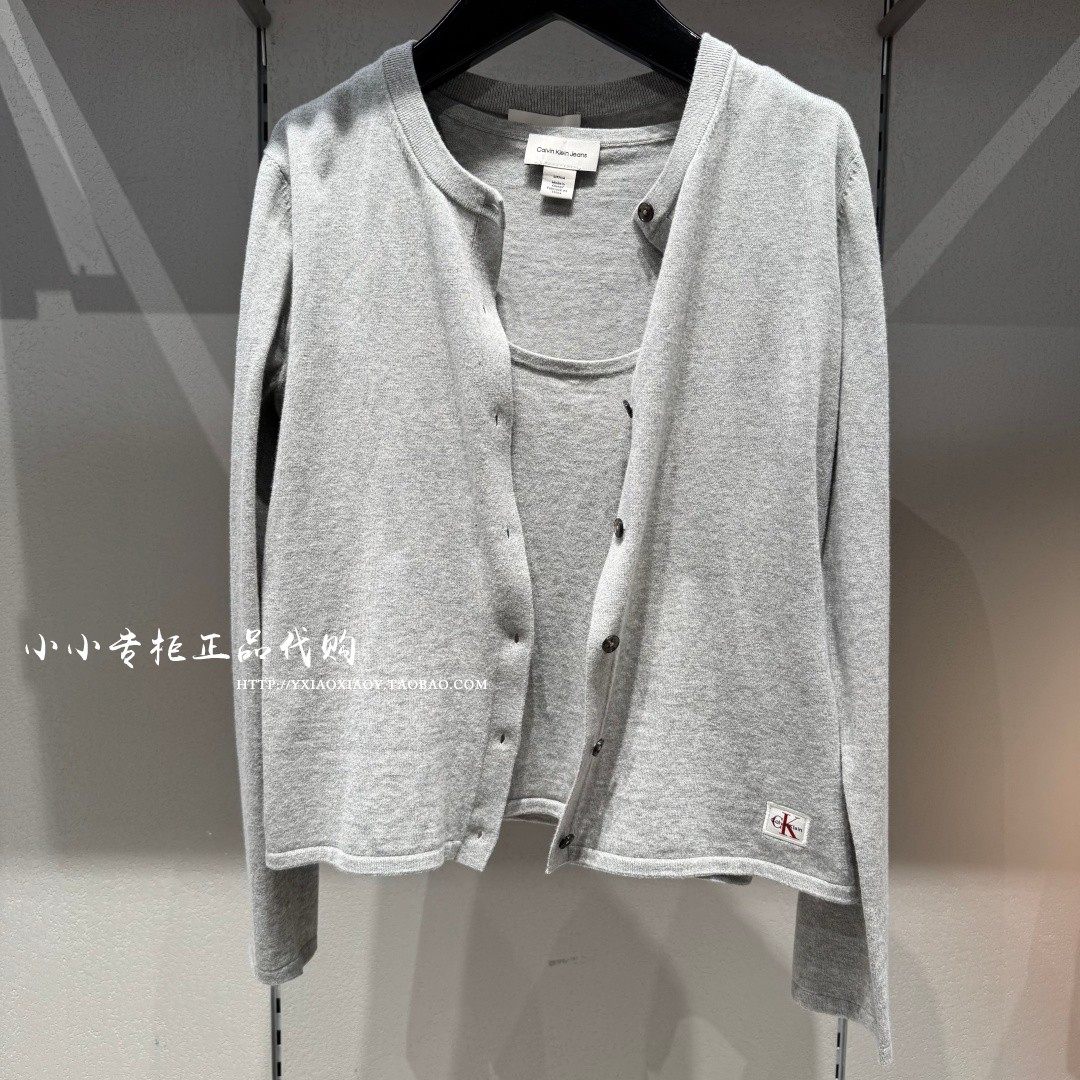 CK Jeans专柜正品 2026春夏款女士内搭背心针织开衫两件套47F354G - 实物图