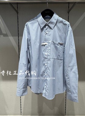CK Jeans专柜正品 2026春夏新款男士简约贴袋条纹长袖衬衫4RF401G