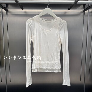 CK Jeans专柜正品 2026春夏款女士假二件羊毛混纺长袖T恤 44F200G