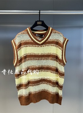 INXX专柜正品 24秋款TOFOURTH男女条纹V领套头针织衫 TFE3060048