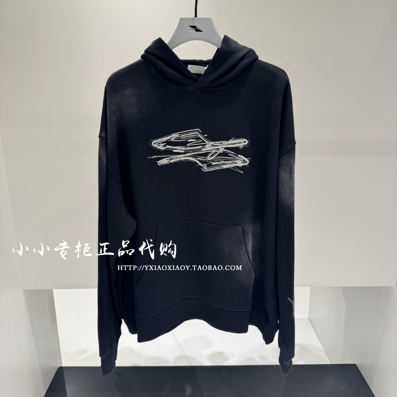 INXX刺绣磨白连帽卫衣