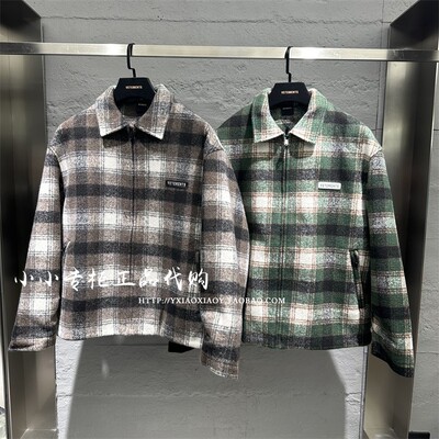 VETEMENTS翻领格纹毛呢外套