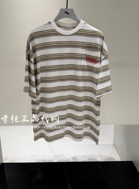 INXX专柜正品 2026夏款男女刺绣贴袋条纹宽松短袖T恤 XWG2010365
