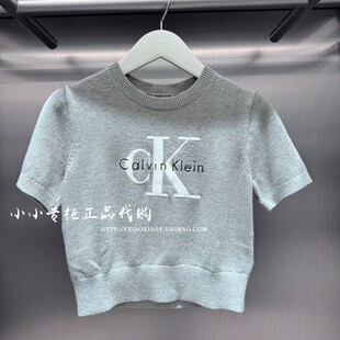 CK Jeans专柜正品 2026秋季新款女士字母刺绣短袖针织衫 47H300G