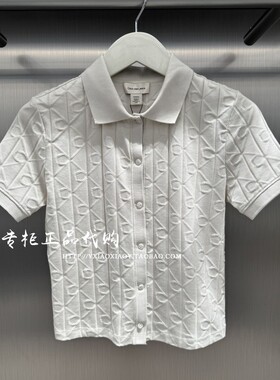 CK Jeans专柜正品 2025秋款女士暗纹提花纯棉POLO开衫T恤 44D209G