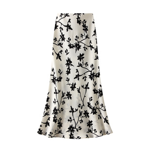 薄款 碎花雪纺鱼尾裙夏季 半身裙女高腰长裙包臀裙A字裙 9939