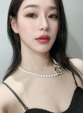 2024新款水钻珍珠数字5吊坠M项链