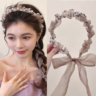 甜美发卡头箍发带一体编发发饰 森系碎花飘带发箍女高颅顶气质夏季