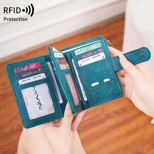 RFID防盗刷短款 MIYIN新款 钱包多功能零钱包按扣折叠小卡包钱包