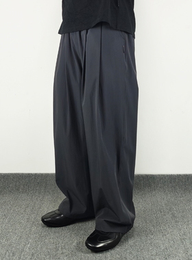 Sinrcrew城市通勤防泼水双裥褶垂感西裤日系休闲阔腿直筒长裤