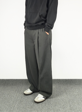 Sinrcrew冬季加厚碳磨斜纹城市通勤工装裤阔腿遮肉显瘦休闲长裤