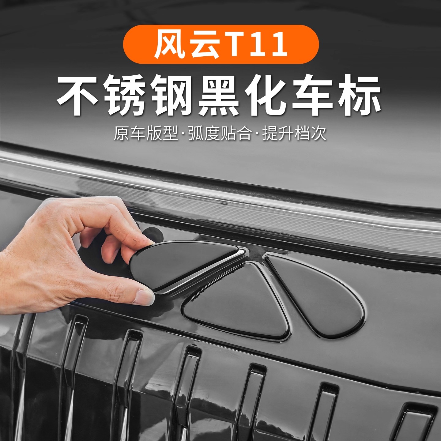 适用于奇瑞风云T11前车标黑化贴轮毂标黑武士外观改装车标装饰贴